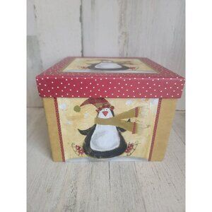 Penguin Cardboard gift box skating present home decor